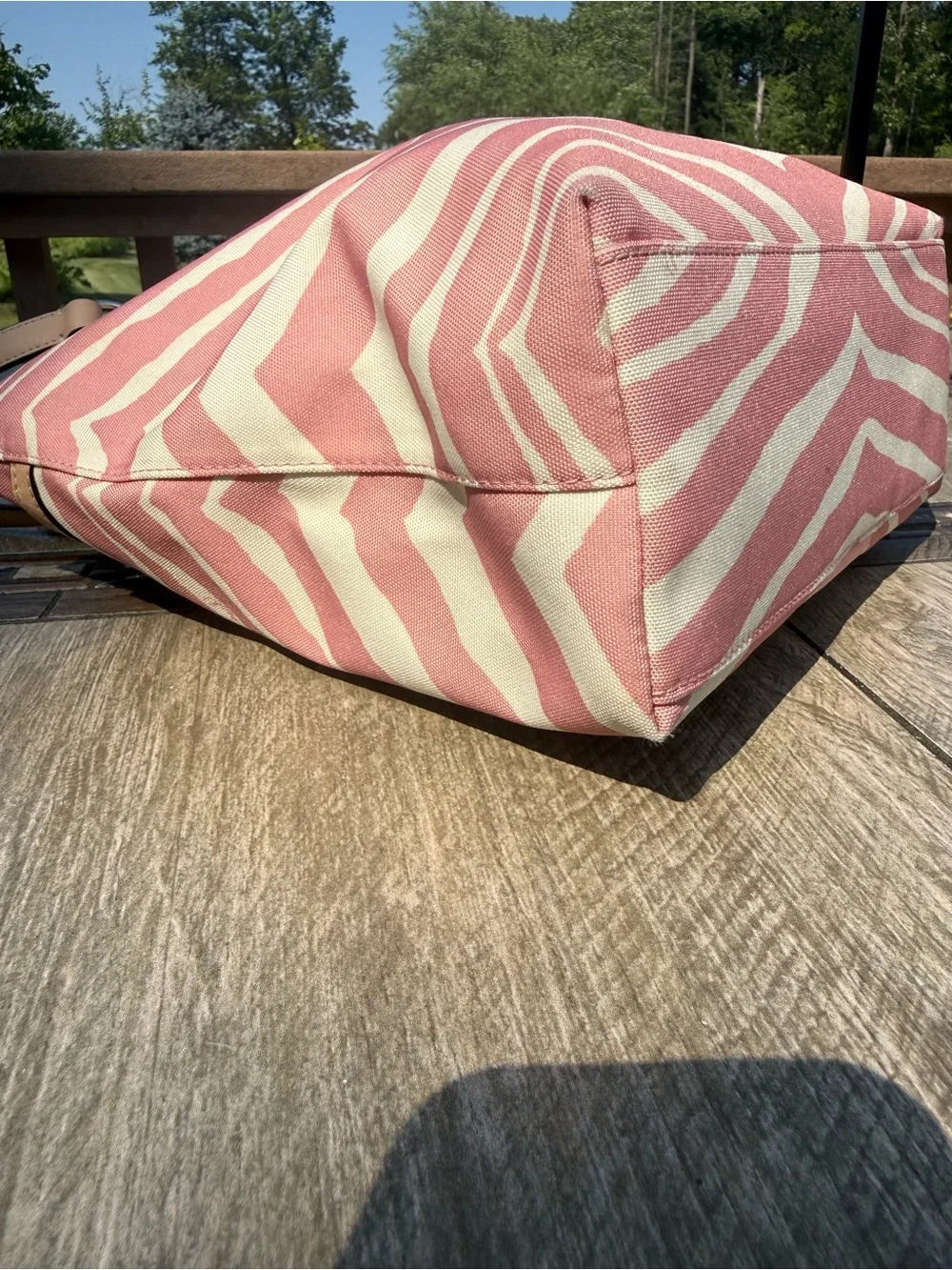 EUC Coach Zebra Print Canvas Tote Pink and Cream Vintage Bag